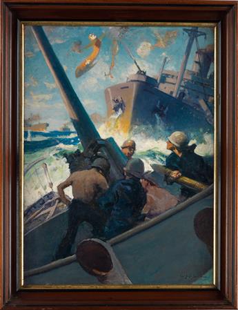 WILLIAM JAMES AYLWARD. Anti-aircraft gunners in Pacific Battle.